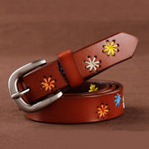 Vintage Floral Genuine Leather Belt