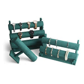 Dark Green Velvet Bracelet and Watch Display Stand