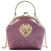 Women's Golden Heart Velvet Handbag