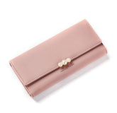 Women's Pearl Buckle Leather Wallet