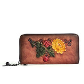 Women's Floral Embroidered Leather Wallet