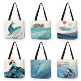 Whale Print Tote Bag