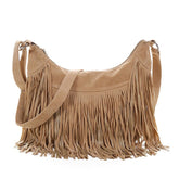 Women's Bohemian Crossbody Bag with Decorative Tassels
