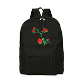 Women's Rose Embroidered Canvas Backpack