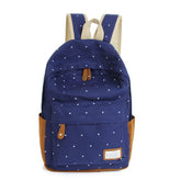 Casual Canvas Women's Backpack with Polka Dot Print