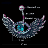Angel Wing Design Belly Piercing with Crystal