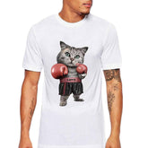 Men's Boxing Cat Printed T-Shirts