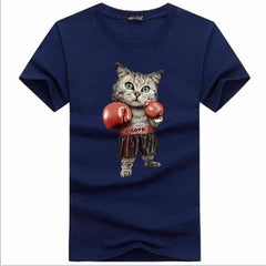 Men's Boxing Cat Printed T-Shirts