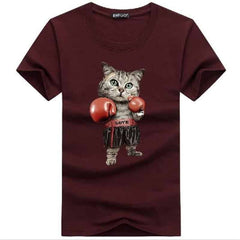Men's Boxing Cat Printed T-Shirts