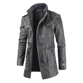 Men's Casual Long Leather Jacket