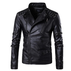 Men's Lace Up Decoration Biker Jacket
