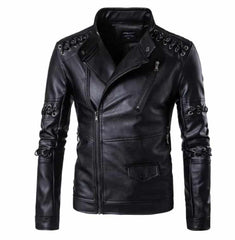 Men's Lace Up Decoration Biker Jacket