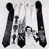 Men's Black and White Graphic Neck Tie