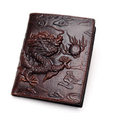 Chinese Dragon Patterned Genuine Leather Men's Wallet