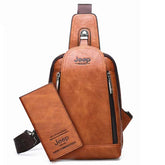 Men's Leather Sling Bag with Wallet