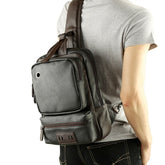 Men's Futuristic Style Leather Backpack
