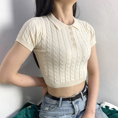 Vintage Knitted Crop Top for Women