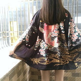 Women's Japanese Red Fish Printed Kimono