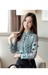 Women's Casual Dot Patterned Blouse
