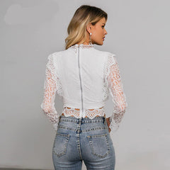 Turtleneck Women's Blouse in White Color