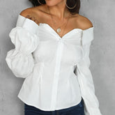 Women's Casual Blouse with Lantern Sleeve