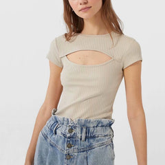 Women's T-Shirt Round Neck Short Sleeved T-Shirt