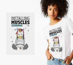 Bodybuilding Gym Unicorn Printed Women's T-Shirt
