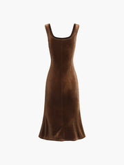 Paradise Feeling Velvet Zippered Midi Dress