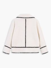 Embroidered Trim Fleece Kimono Jacket