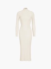 Slit Mock Neck Ribbed Knit Midi Sweater Dress