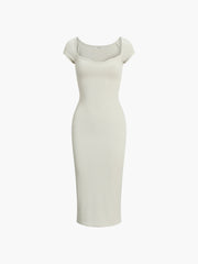 Cold Shoulder Ribbed Midi Knit Dress