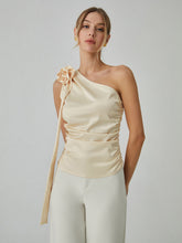Rosette One Shoulder Off Tank Top
