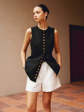 Cotton & Linen Button-Front Vest