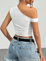 Asymmetrical One Shoulder Off Top