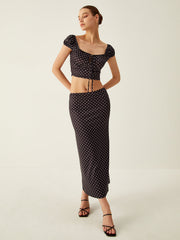 Polka Dot Knotted Skirt Set