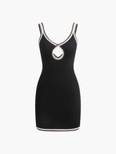 Backless Contrast Binding Cutout Sweater Dress