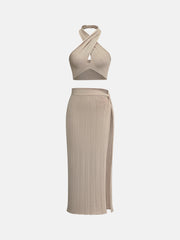 Sexy Halter Backless Skirt Set