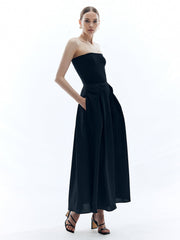 Solid Off Shoulder Long Dress Without Belt