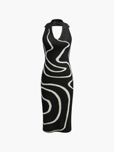 Printed Halter Backless Knit Dress