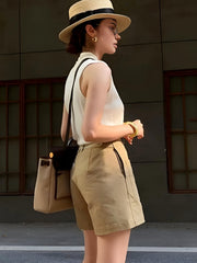 Solid V-Neck Loose Sweater Vest
