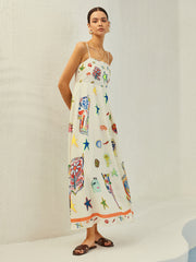 Adjustable Strap Print Dress