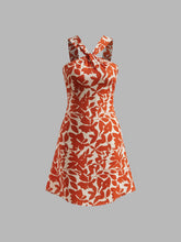 Printed Strap Short Dress