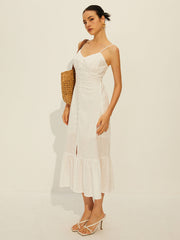 Cotton Ruffle Split Dress