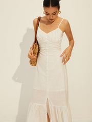 Cotton Ruffle Split Dress