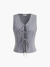 Plaid Knotted V-Neck Tank Top