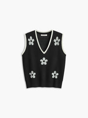V-Neck Floral Sweater Vest