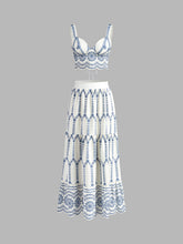 Embroidered Sleeveless Tie Back Skirt Set