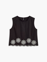 Embroidery Round Neck Sleeveless Tank Top