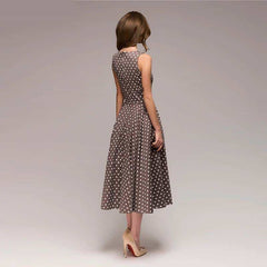 Vintage O-Neck Women's Midi Dress