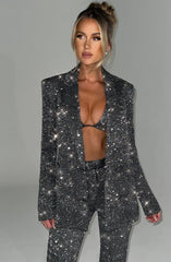 Glacia Oversized Blazer - Grey Sparkle